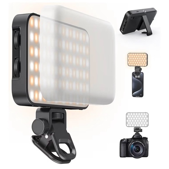 Other - Selfie Light with Soft Diffuser & Built-in Stand 96 LED Rechargeable Clip Light